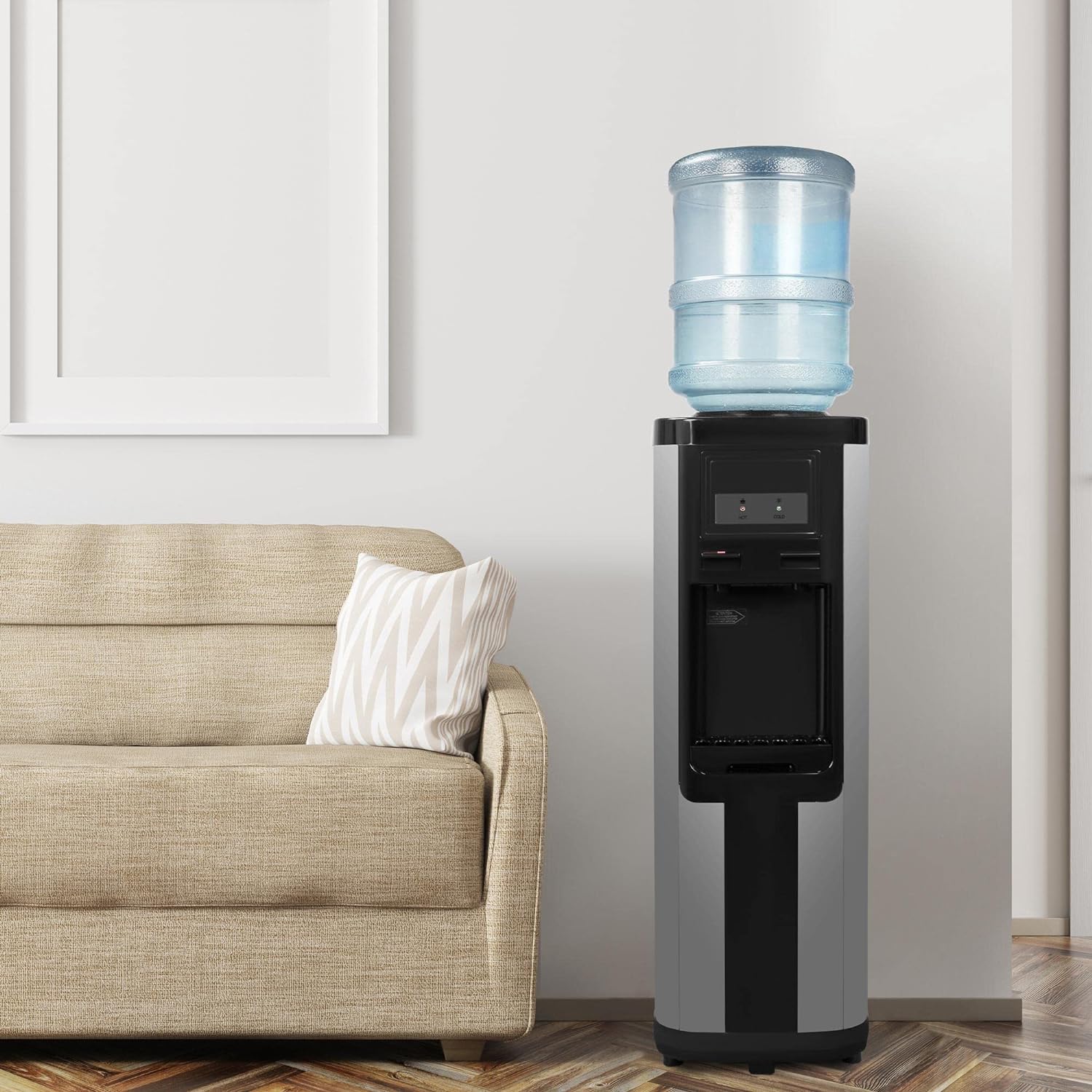 Black Stainless Steel Top Loading Water Cooler Dispenser for 3 & 5 Gallon Bottles N807050