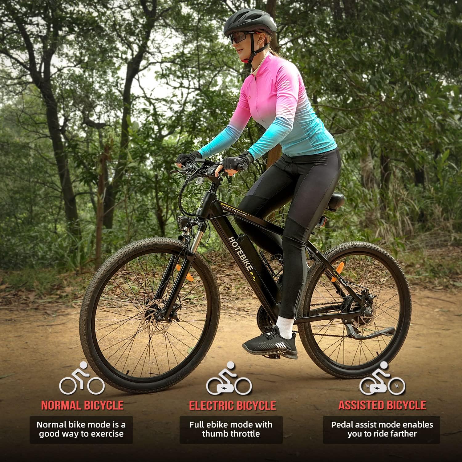 26" 500W Electric Mountain Bike with 48V 13AH Removable Battery 21 Speed A4207