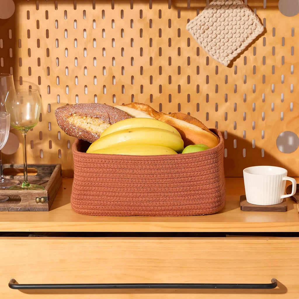 3 Packs Oxide Red Woven Rope Storage Baskets H412426