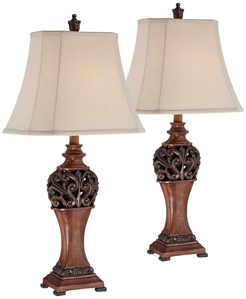 Set of 2 Bronze Cream Table Lamps R903