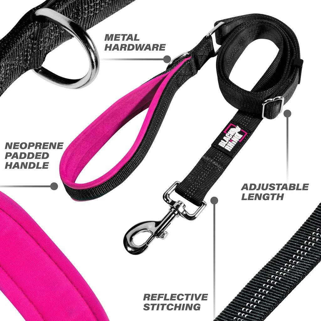 Padded Handle Adjustable Dog Leash (Pink/Black) H103333