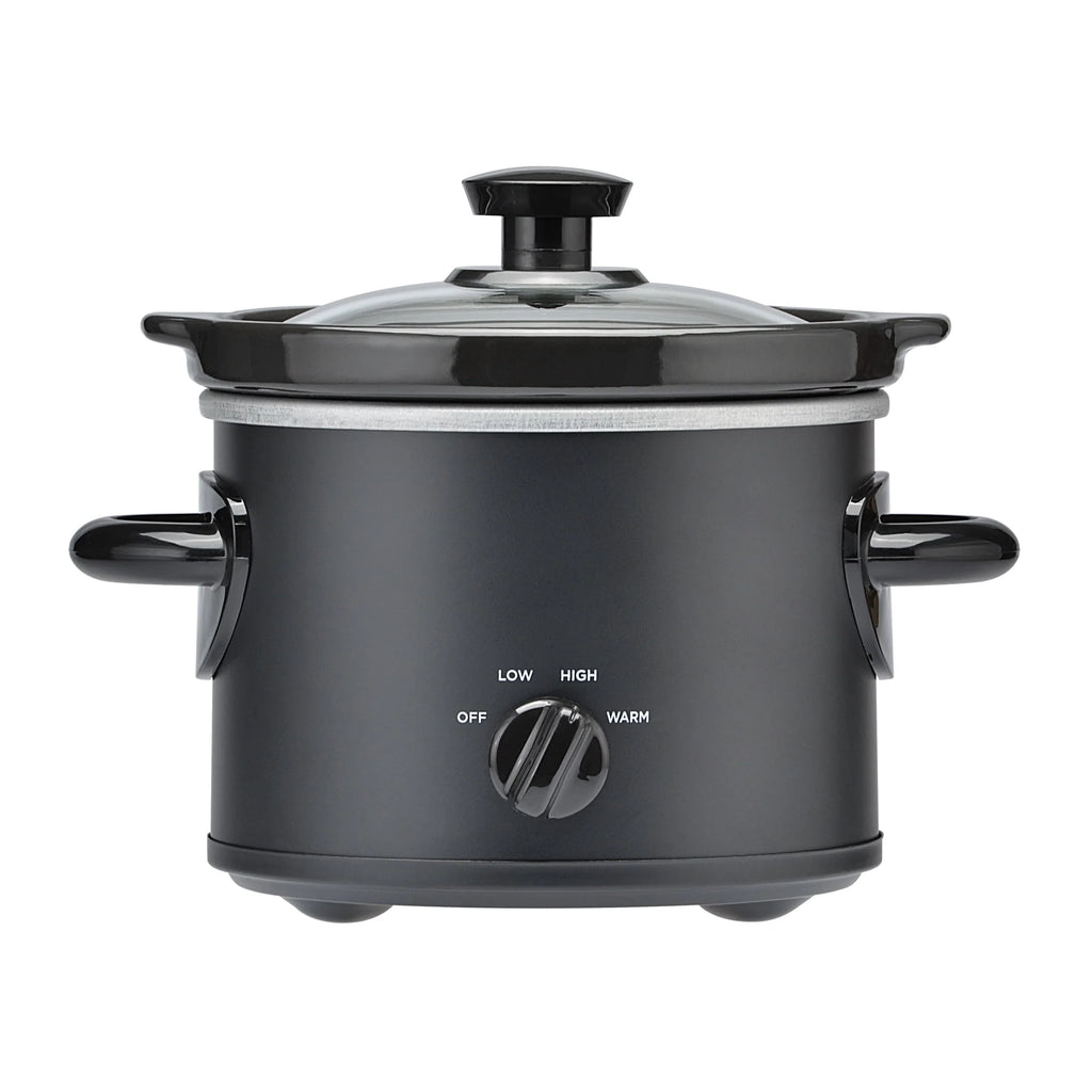2 QT Matte Black Slow Cooker with Removeable Stoneware Pot B1159