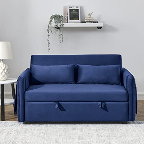 Black Velvet Convertible Sleeper Sofa Bed V11293