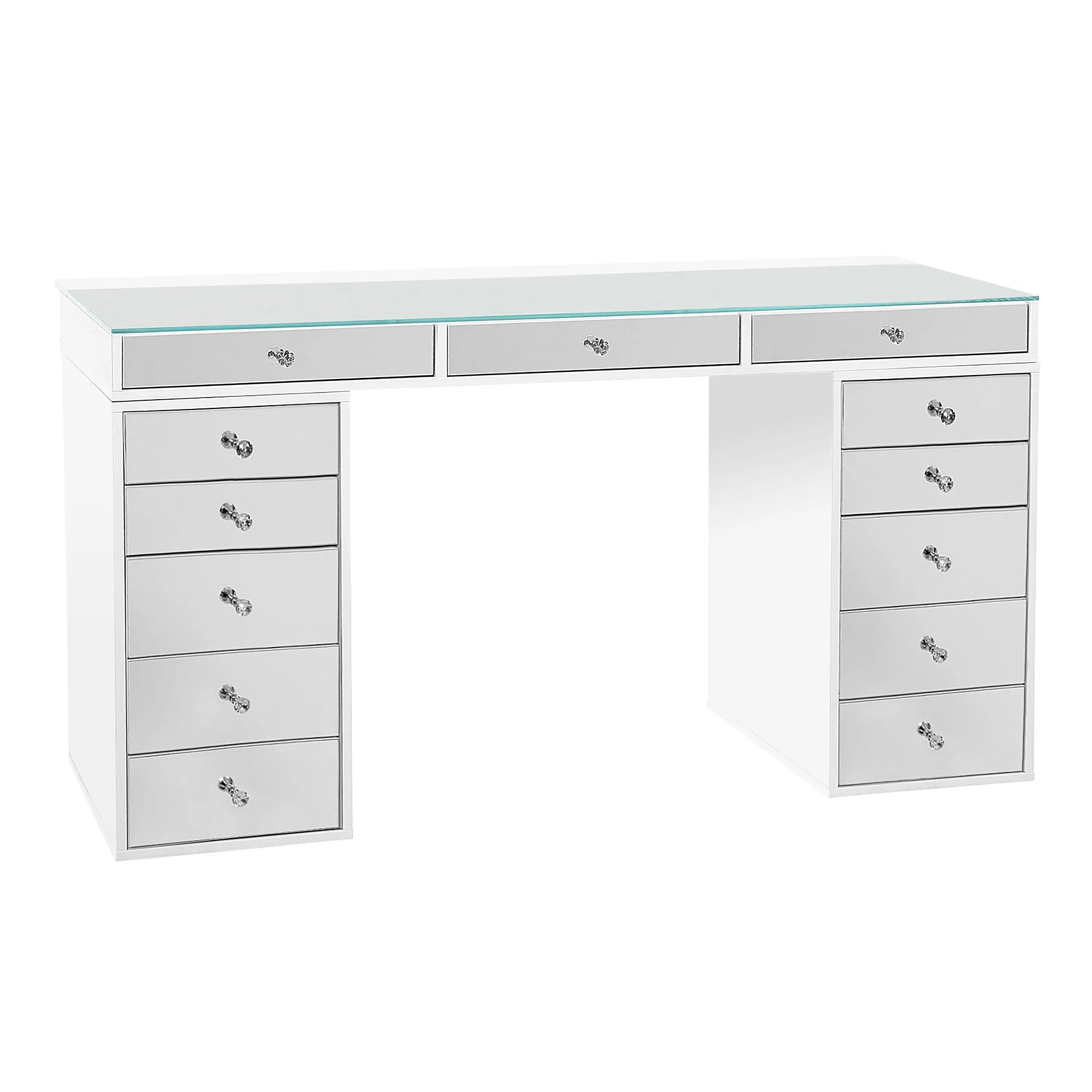 Bright White Solid Material 5 Drawer Vanity Desk E952