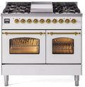 White 40 Dual Fuel Natural Gas Range with Brass Trim M32956