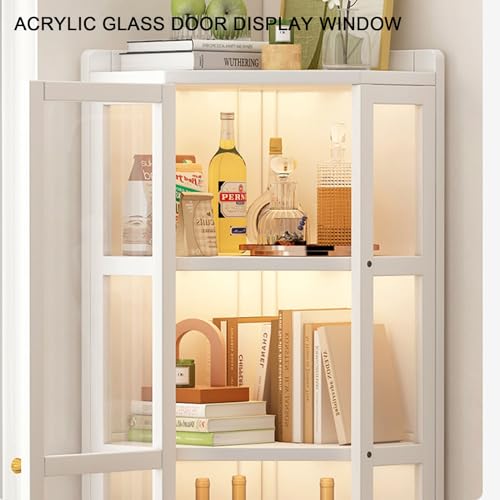 Glass Display Cabinet with White Doors B253789