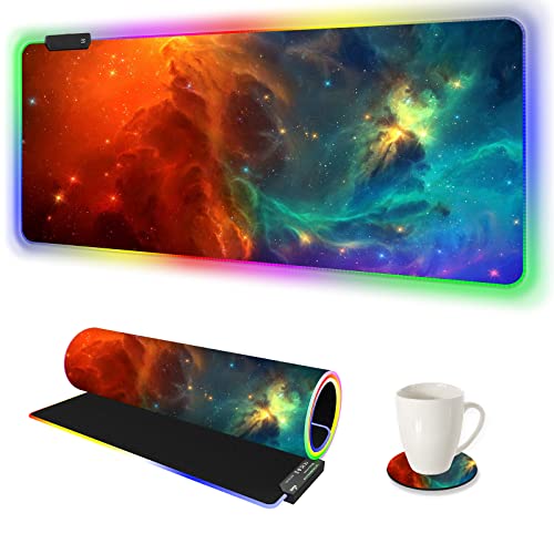 RGB Gaming Mouse Pad Large 35.4 x 15.8 inch Non-Slip Rubber Base P7913