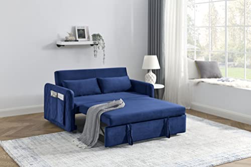 Black Velvet Convertible Sleeper Sofa Bed V11293