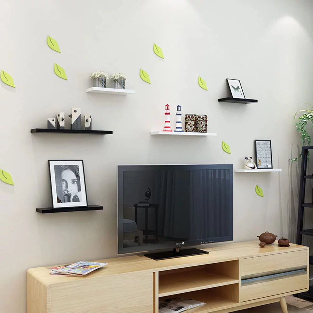 Walnut Wooden Floating Wall Shelf 36 in W x 12.75 in D x 2 in H Set of 2 Q6561