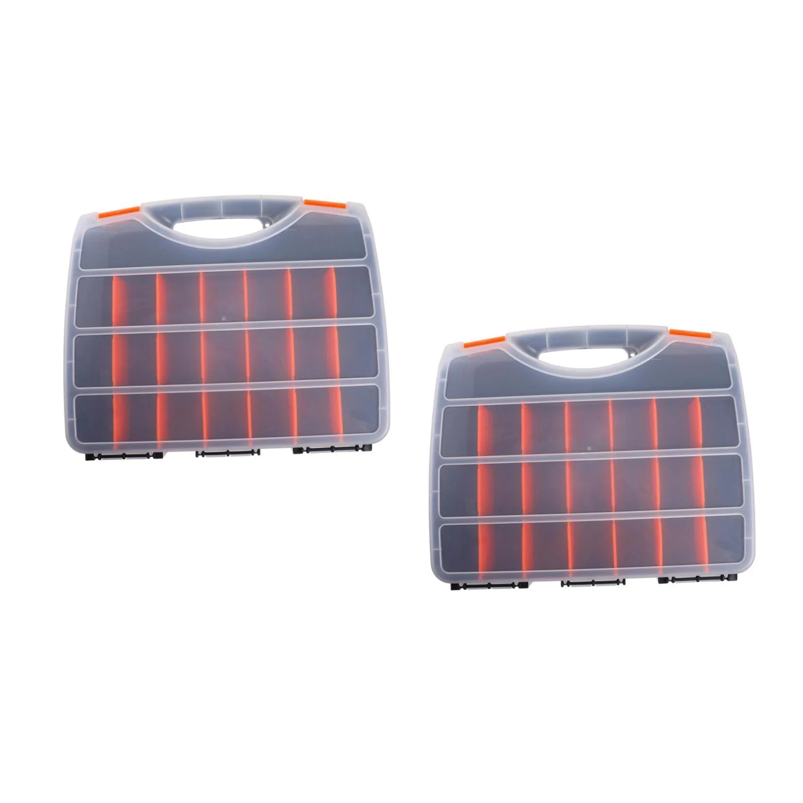 2pcs Black Orange Impact Resistant Polymer Storage Bins With Removable Dividers I902