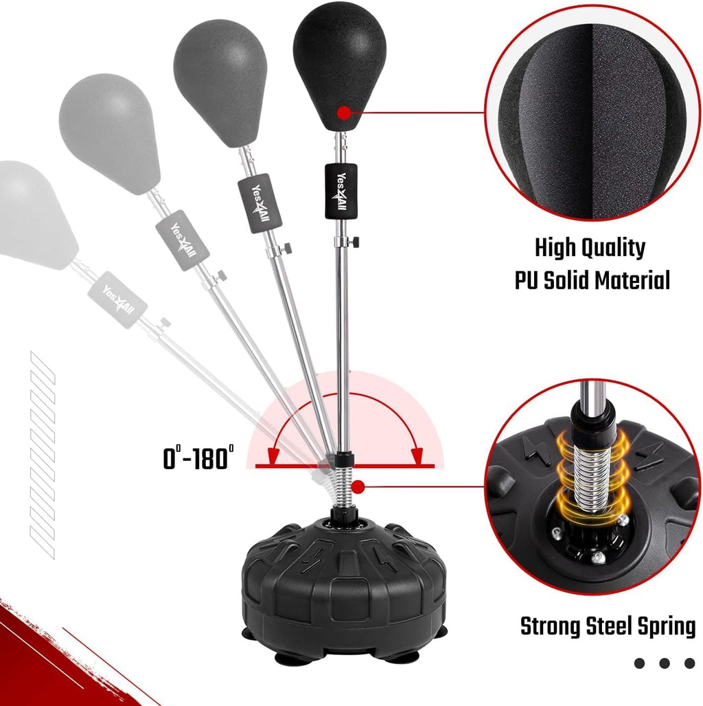 Punching Bag with Stand, Adjustable Height, PU Leather Speed Reflex Ball E942570