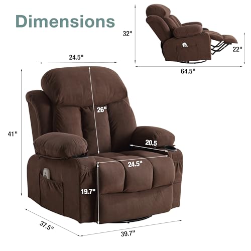 Massage Recliner Chair with Heat and Vibration, Breathable Fabric Ergonomic Single Sofa Chair X60644