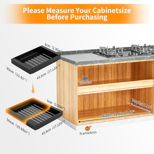 Black 19.7" W x 17.1" D x 2.4" H Pull Out Cabinet Organizer G1074