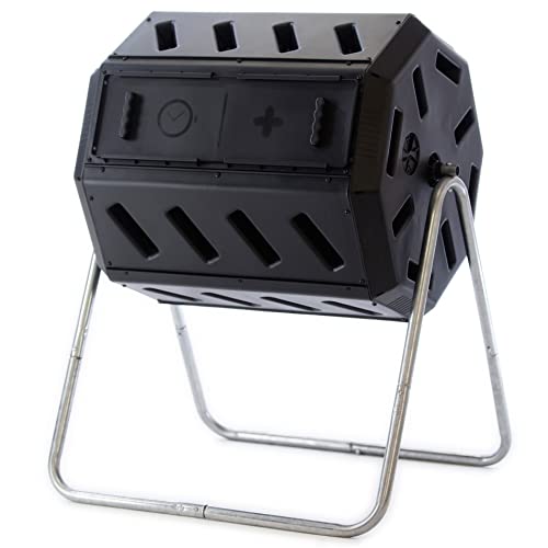 Black 37 Gallon Dual Chamber Tumbling Composter K341813