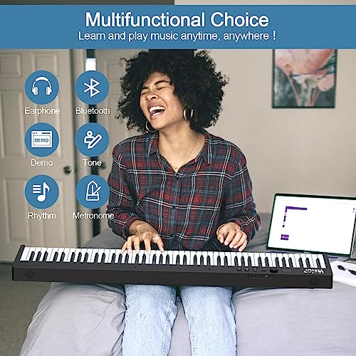 White 88 Key Folding Electric Piano with Bluetooth MIDI D498