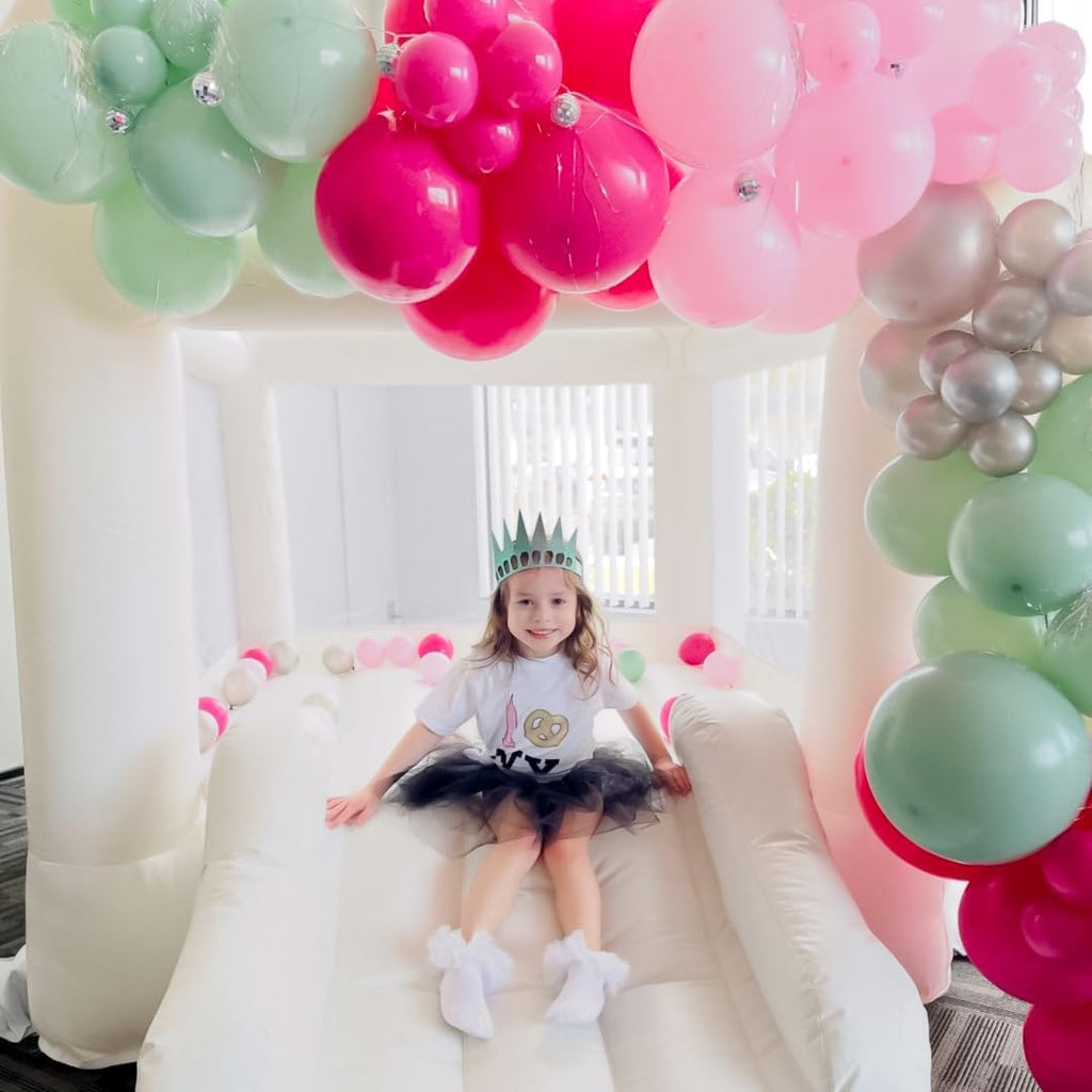 Small White Bounce House with Slide B7358