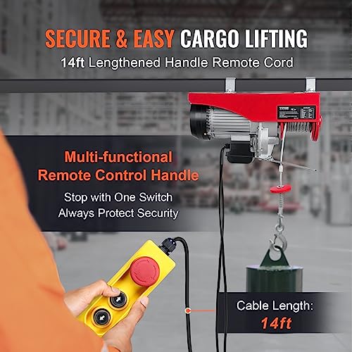 2200 lbs 1600W 110V Electric Steel Wire Winch with Wireless Remote Control 40ft Single Cable Lifting Height E77968