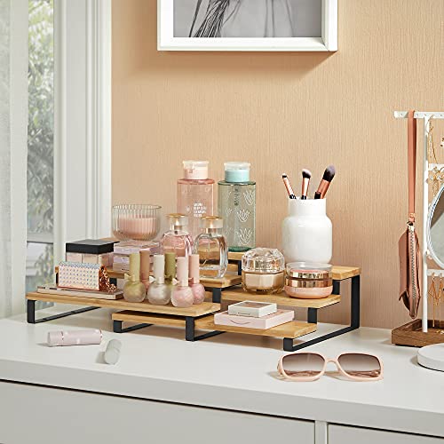 Set of 2 Bamboo Shelf Risers in Ink Black and Natural Beige P72831