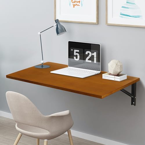 Natural Pine Wood Wall Mounted Folding Table 39 Inch U40441