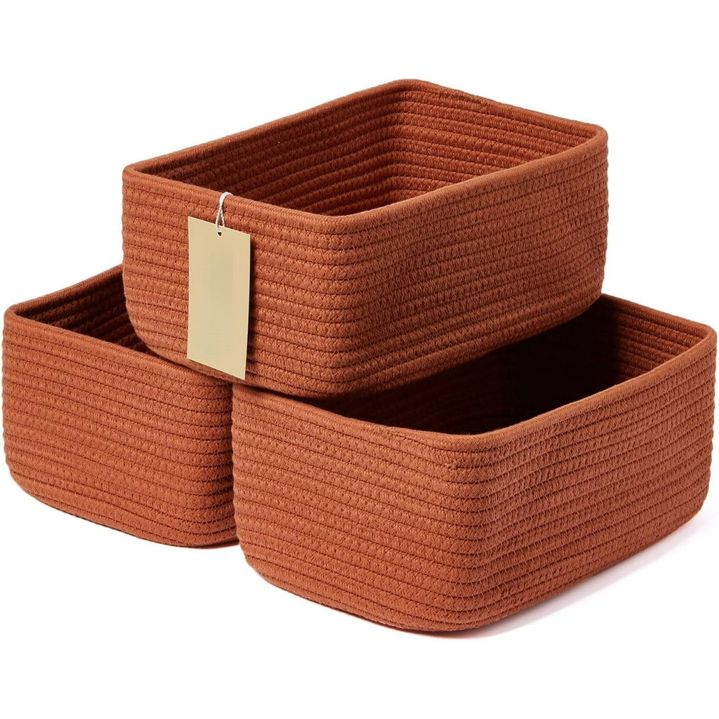3 Packs Oxide Red Woven Rope Storage Baskets H412426