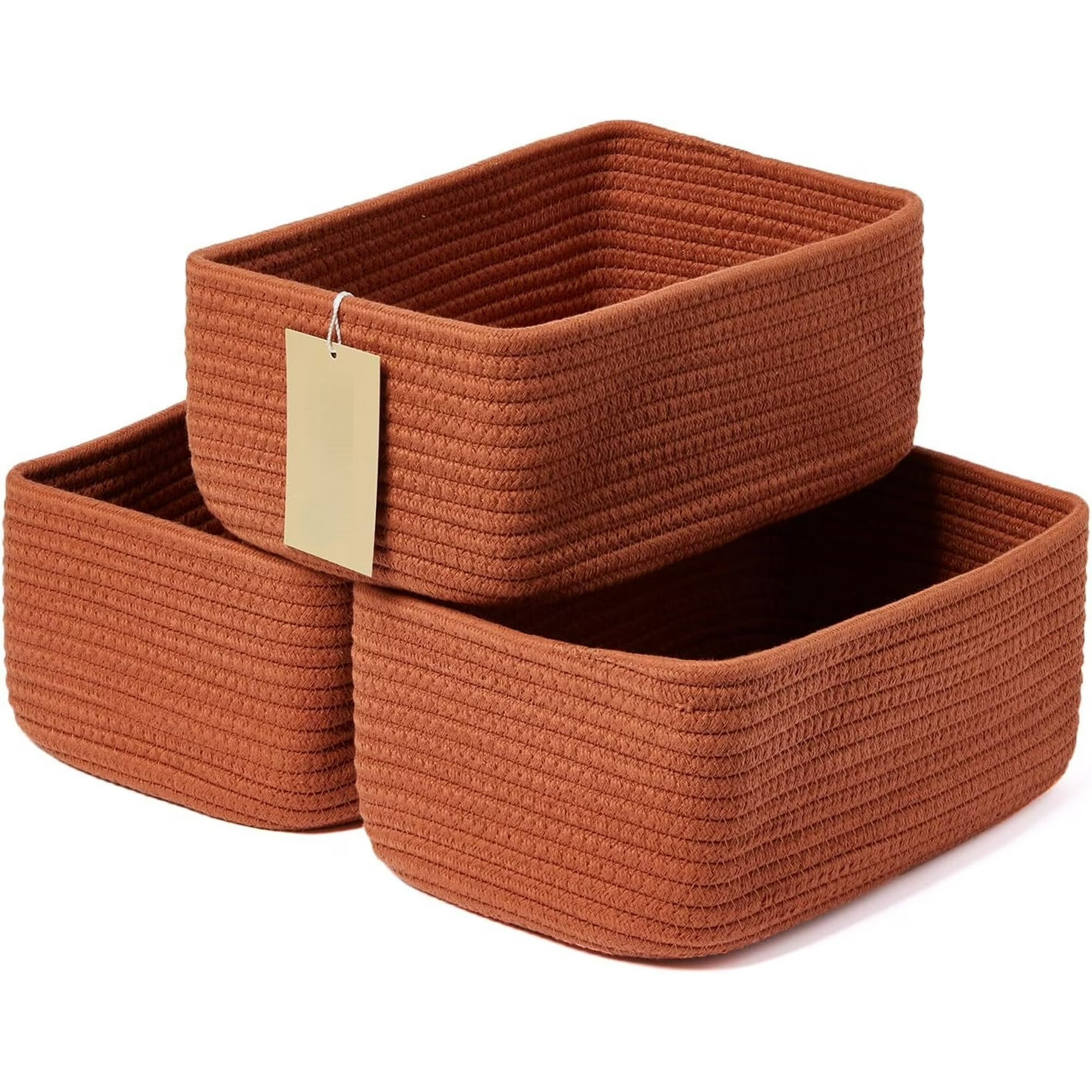 3 Packs Oxide Red Woven Rope Storage Baskets H412426