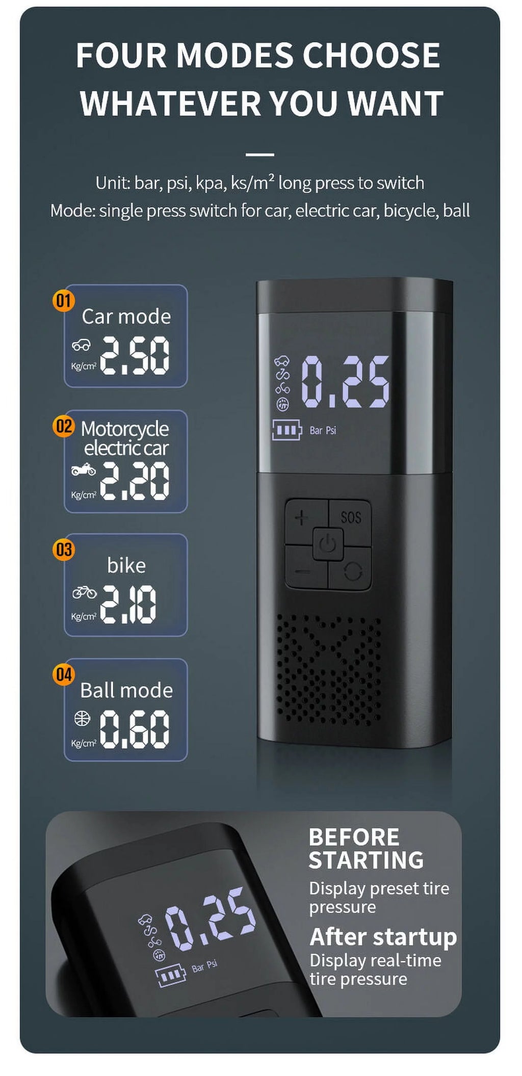 Portable 150PSI Digital Electric Tire Inflator Air Pump W30215