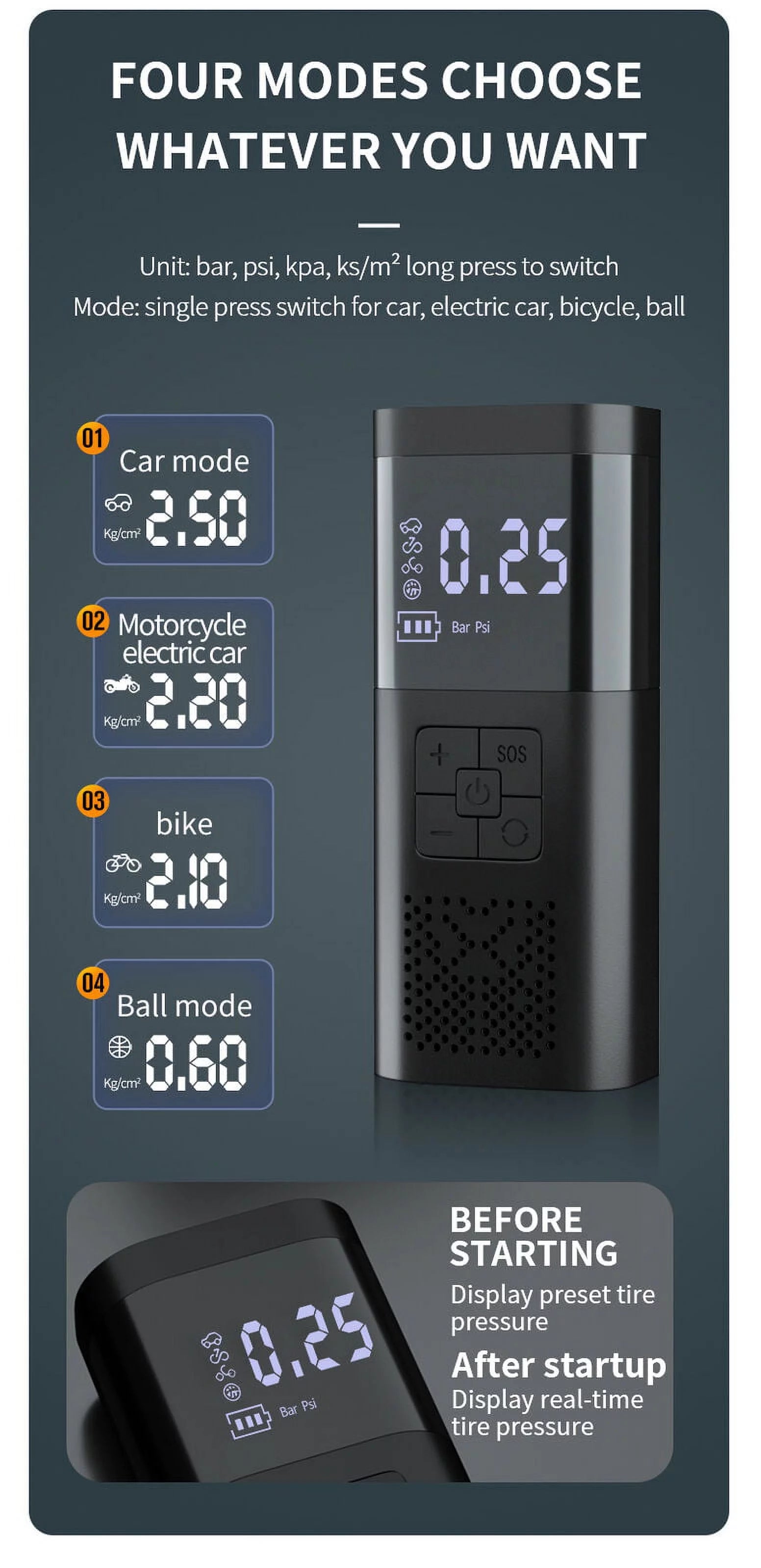 Portable 150PSI Digital Electric Tire Inflator Air Pump W30215