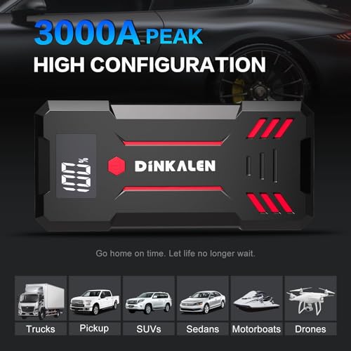 Car Battery Jump Starter 3000A Portable 12V Jump Starter with Jumper Cables and LED Lights R984
