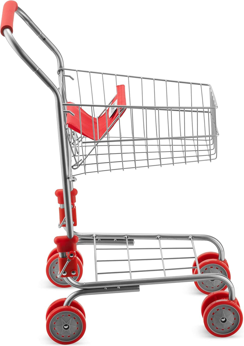 Red Foldable Toy Shopping Cart with Swivel Wheels Q54184