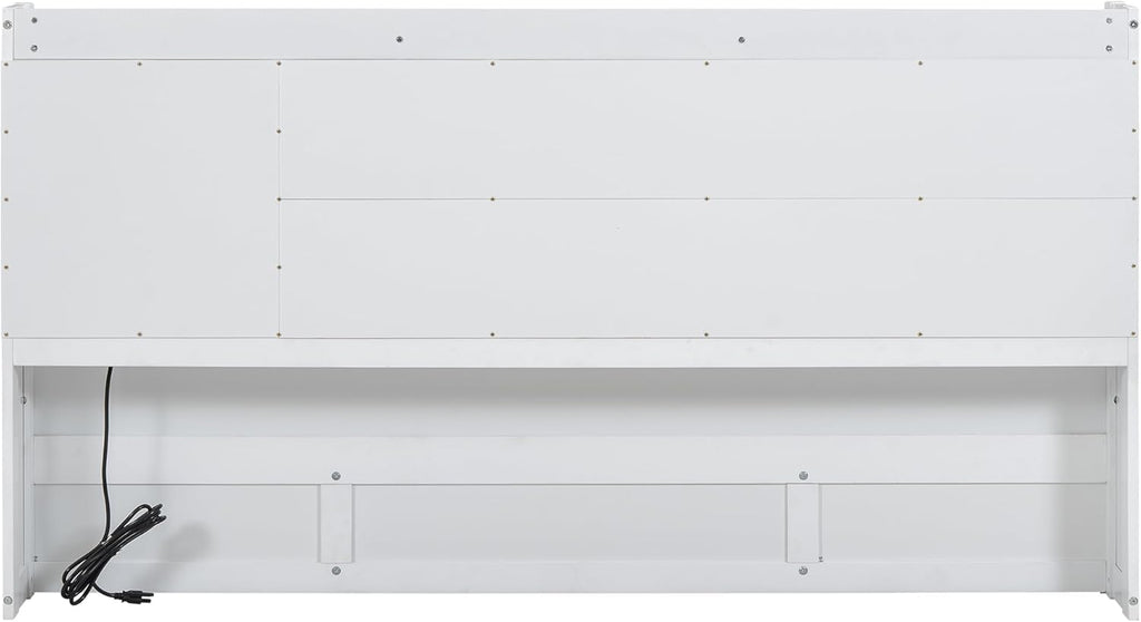 White Twin Size Daybed with Storage Bookcases and USB Charging Station K198