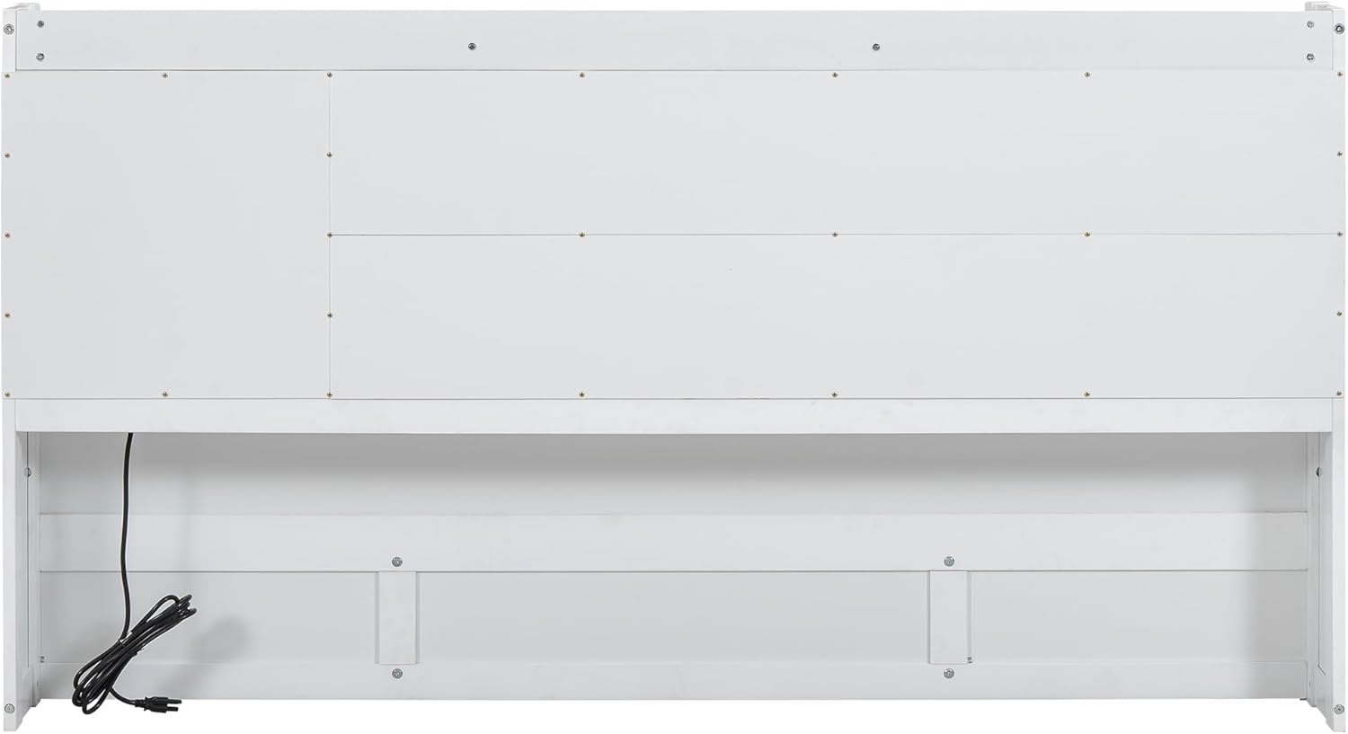White Twin Size Daybed with Storage Bookcases and USB Charging Station K198