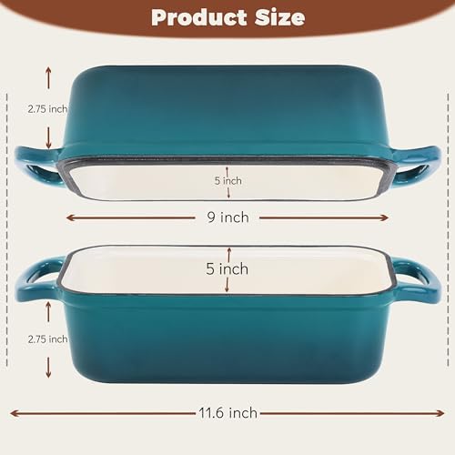 Enameled Cast Iron Bread Loaf Pan with Lid, Set of 2 S9815