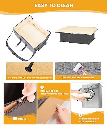 Elevated Dog Booster Seat Pet Travel Carrier Bed with Adjustable Straps P17652