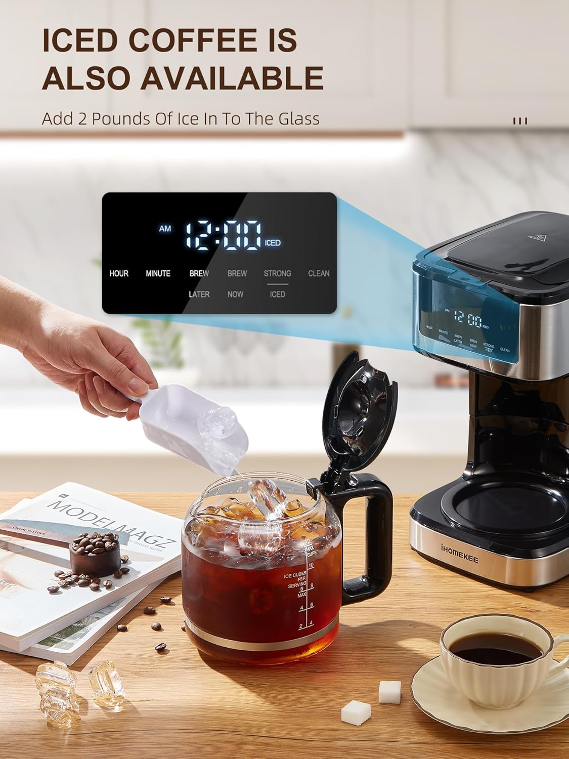 12 Cup Programmable Drip Coffee Maker with Iced Coffee Function B747403