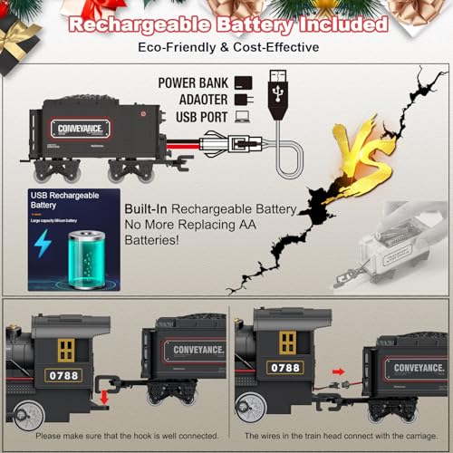 Red Metal Alloy Electric Train Set with Light & Sounds Z4759