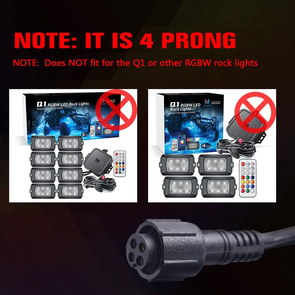 10FT 4 Pin RGB Rock Light Extension Wire Cable (2 Pack) N157