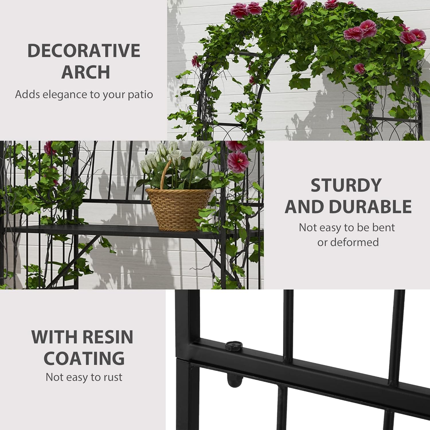 Black Metal Garden Bench Arbor L61843