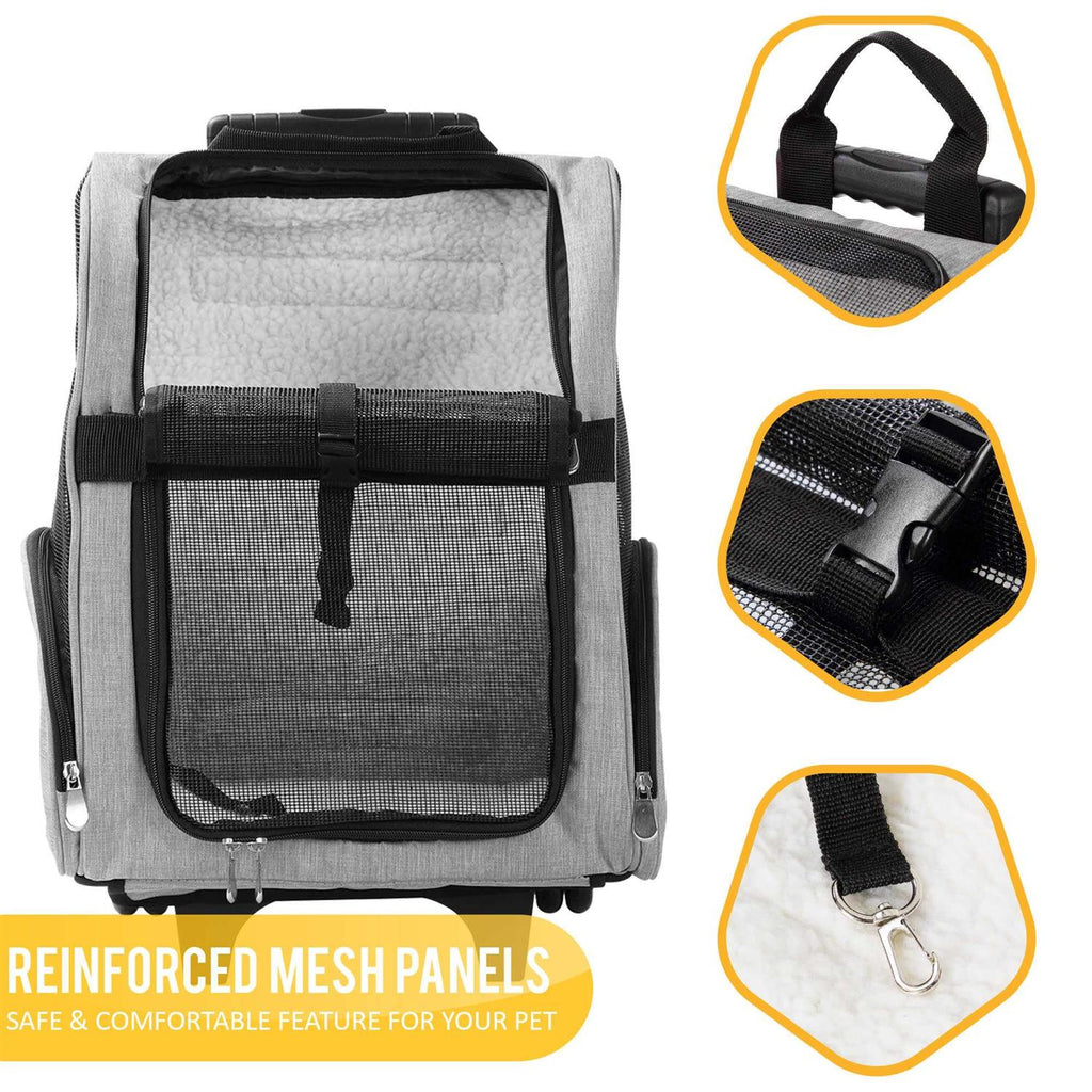 Deluxe Backpack Pet Travel Carrier with Double Wheels O740594