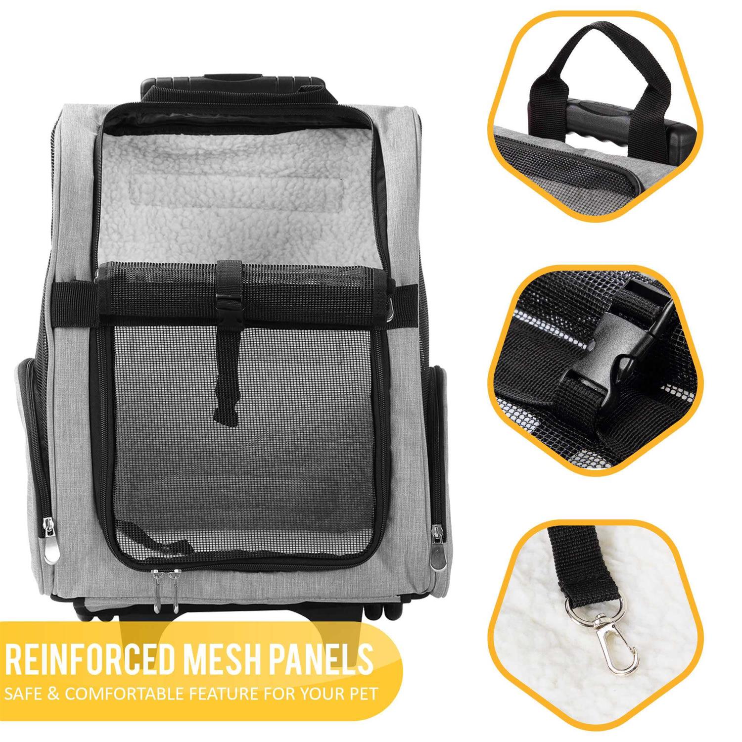 Deluxe Backpack Pet Travel Carrier with Double Wheels O740594