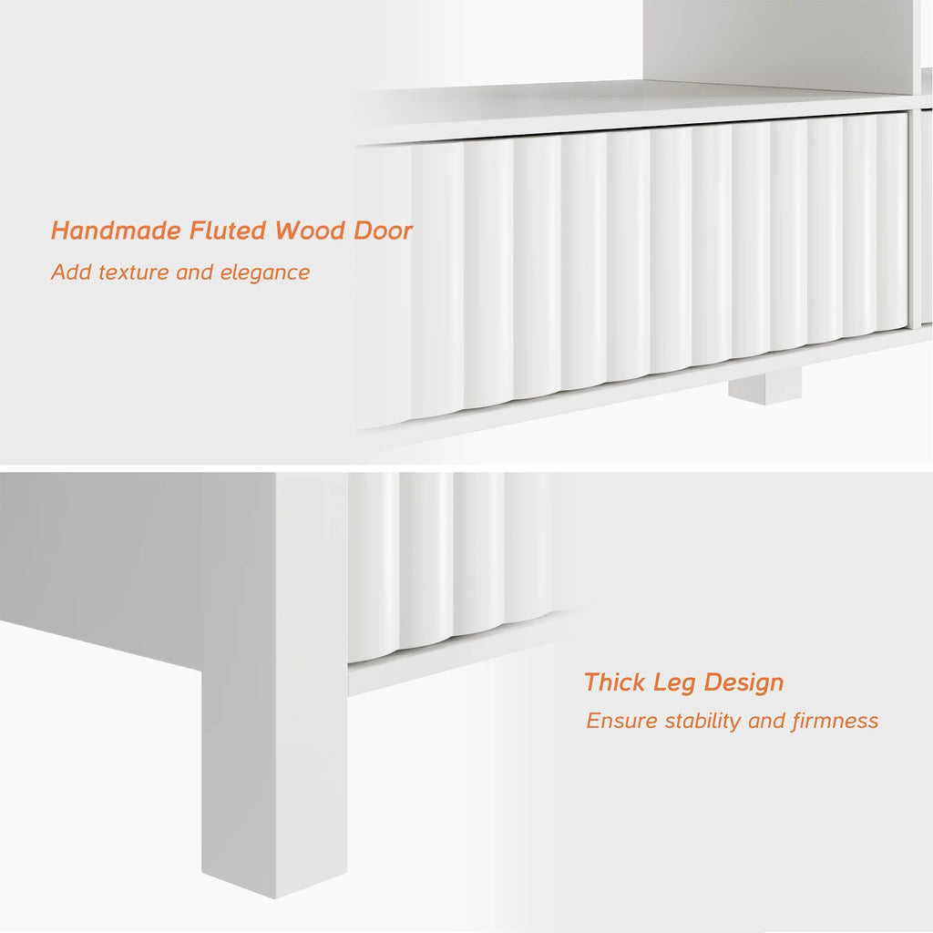White 70 inch Wood Electric Fireplace TV Stand M454430