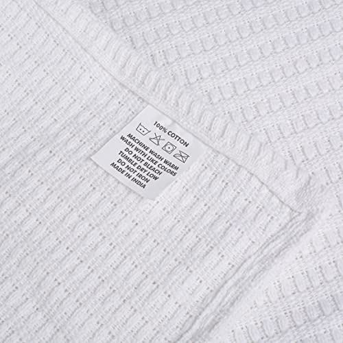 Queen Size White Cotton Throw Blanket 90 x 90 Inches X90002