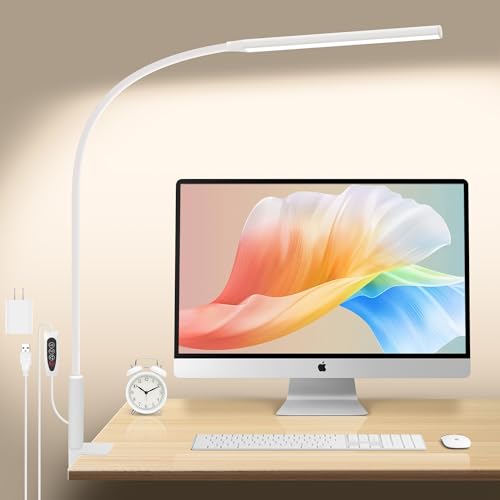 White Desk Lamp with Clamp N244018