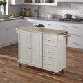 White Kitchen Cart with Wood Top I4732