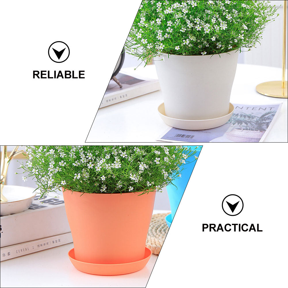 8pcs Plastic Round Flower Pot with Tray F185740