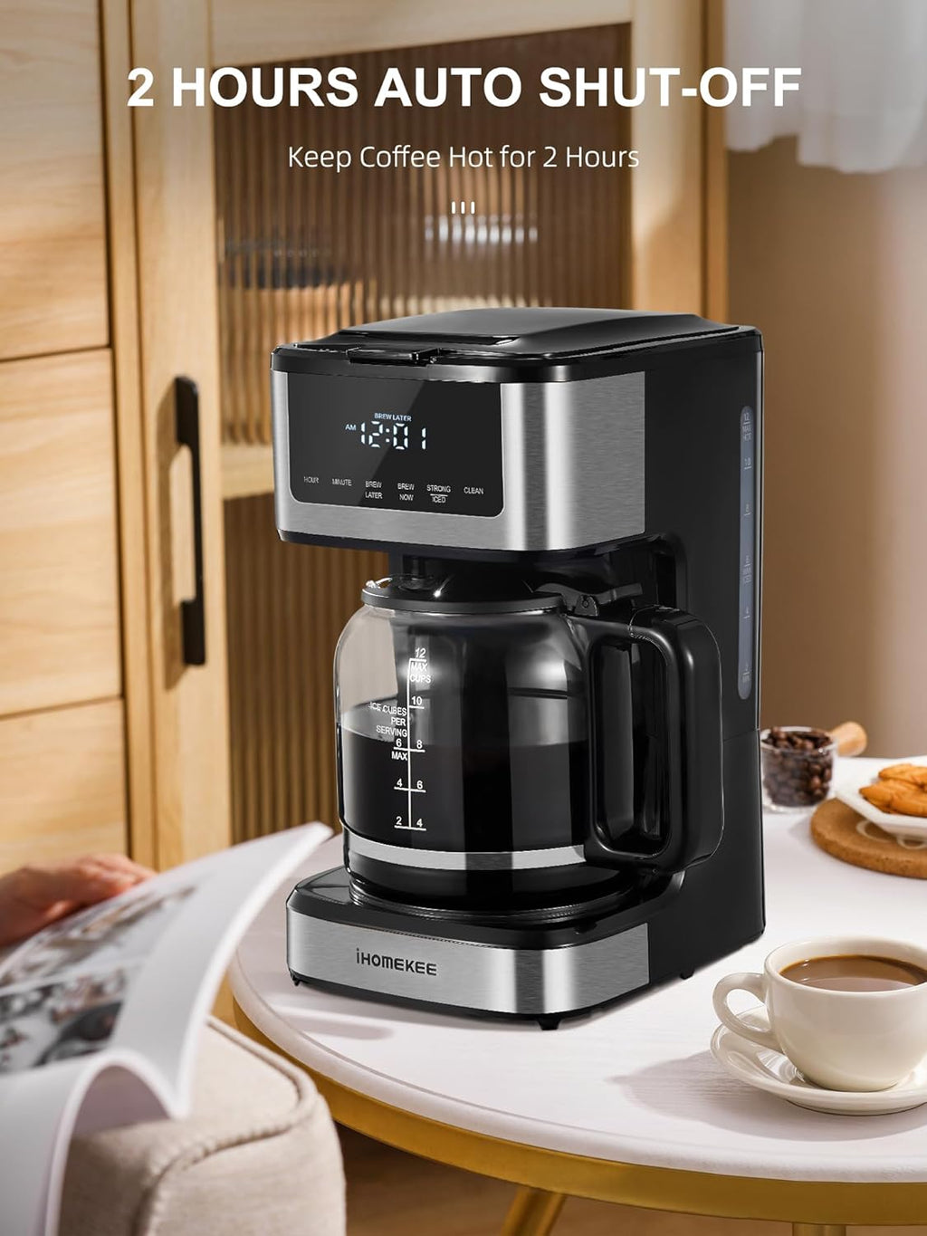 12 Cup Programmable Drip Coffee Maker with Iced Coffee Function B747403