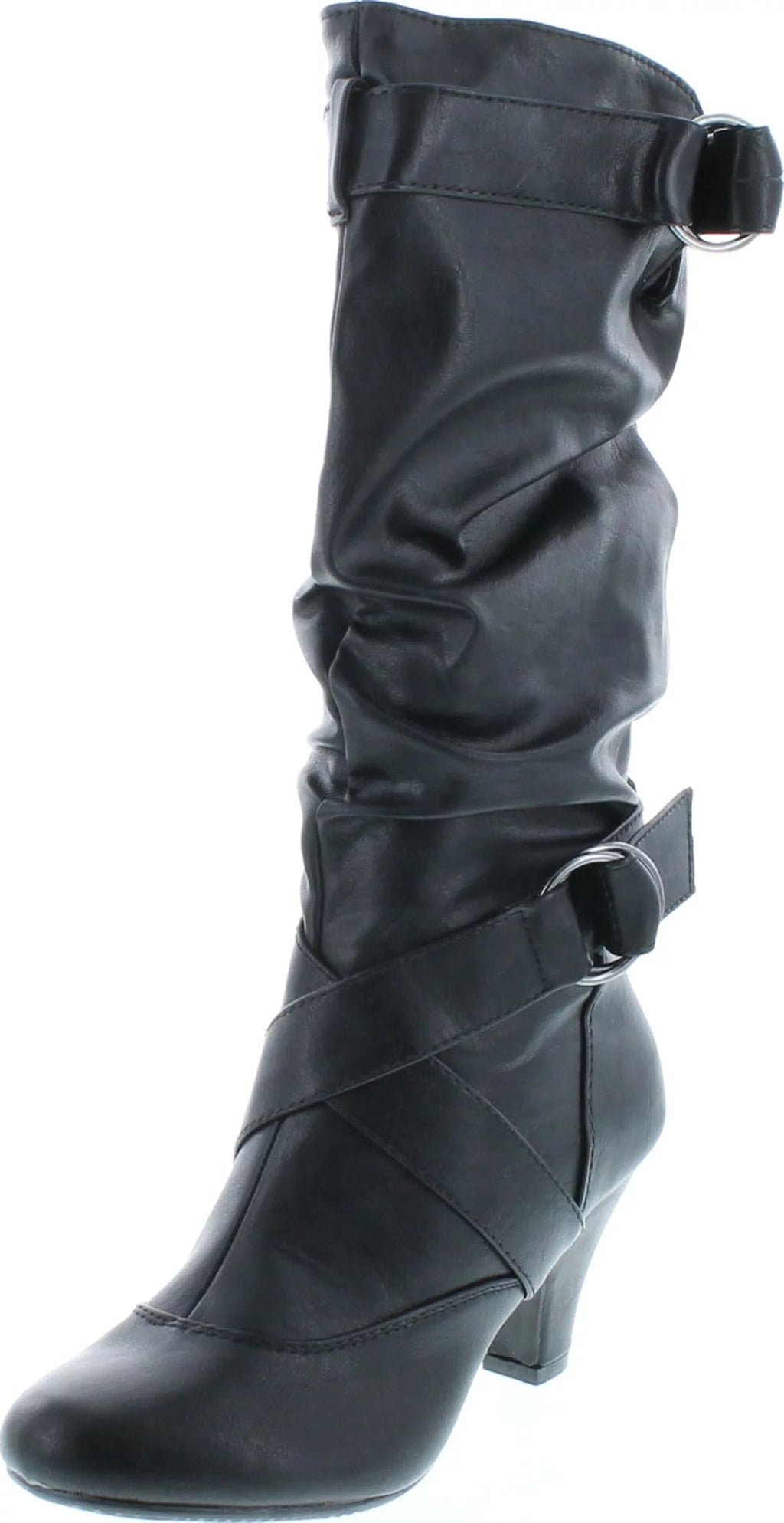 Women's Low Heel Zipper Slouchy Mid-Calf Boots F8202