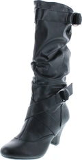 Women's Low Heel Zipper Slouchy Mid-Calf Boots F8202