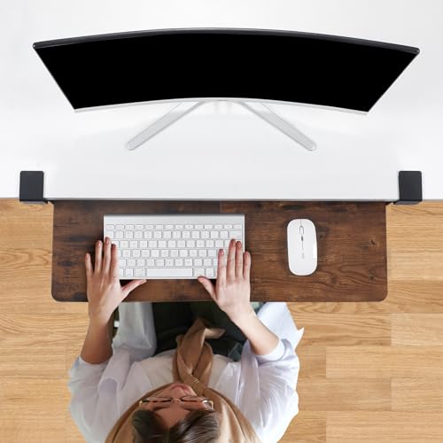 Mahogany 26.77" X 11.81" Height Adjustable Keyboard Tray with Drawer A457