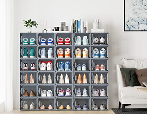 12 Pack Clear Plastic Stackable Shoe Storage Boxes C2311