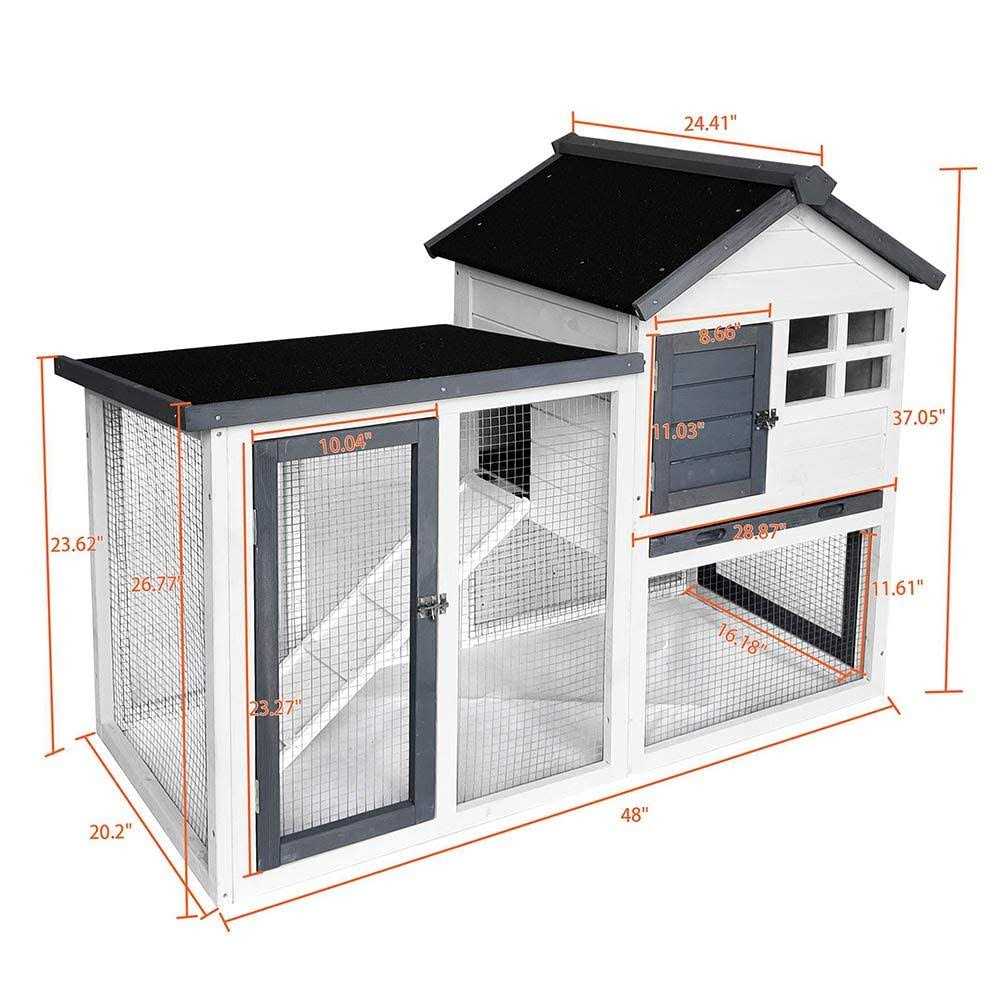 48''L Rabbit Hutch Wood Pet Cage J42851